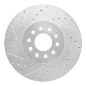 Buick Regal Sportback Brake Rotor (1) - Front Left - R1 Concepts - Drilled & Slotted - Silver - `16-`21